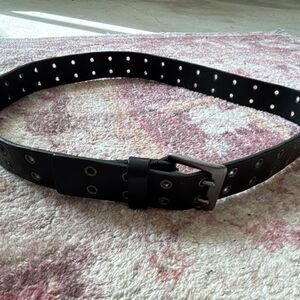 Solid Brass Buckle Unisex Black Studded Adjustable Belt Buckle Size 38